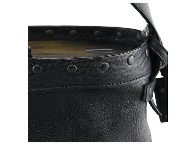 Gucci Borsa bucket in pelle nera e legno Autunno 2002 - vista 12