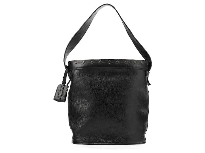 Gucci Borsa bucket in pelle nera e legno Autunno 2002 - vista 3