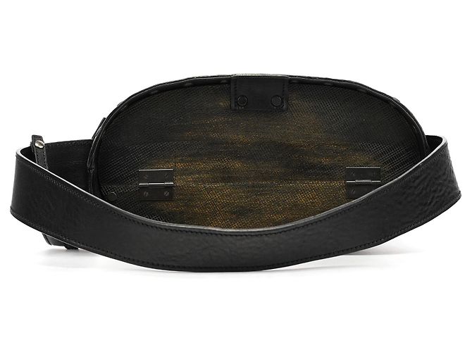 Gucci Borsa bucket in pelle nera e legno Autunno 2002 - vista 4