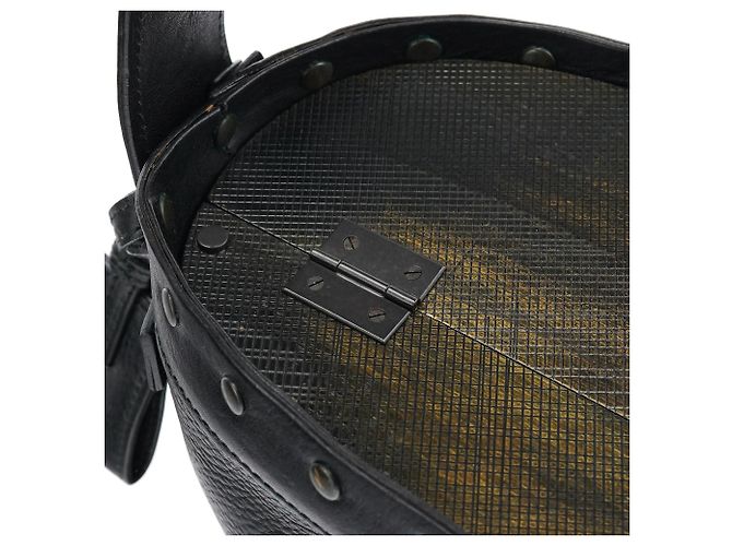 Gucci Borsa bucket in pelle nera e legno Autunno 2002 - vista 7