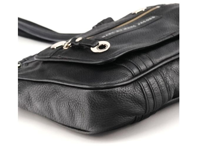 Marc by Marc Jacobs Borsa Tote in pelle nera con tasca frontale - vista 7