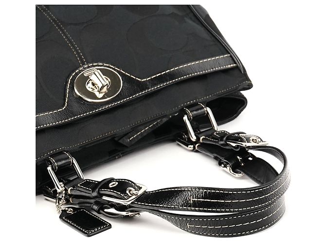 Coach Borsa Tote F14415 Black Signature Turnlock - vista 10