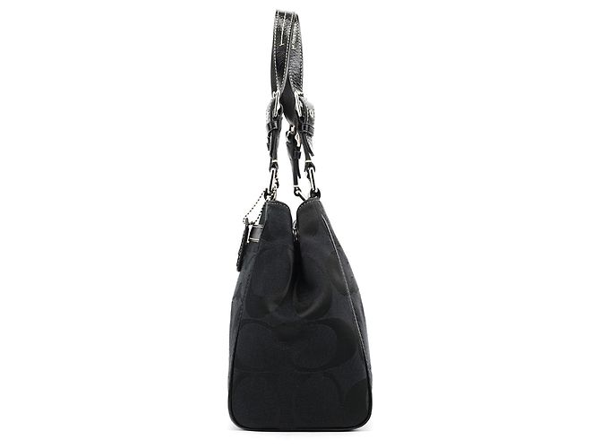 Coach Borsa Tote F14415 Black Signature Turnlock - vista 2