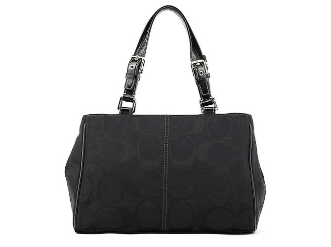 Coach Borsa Tote F14415 Black Signature Turnlock - vista 3