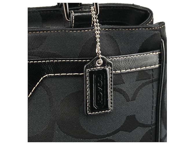 Coach Borsa Tote F14415 Black Signature Turnlock - vista 6