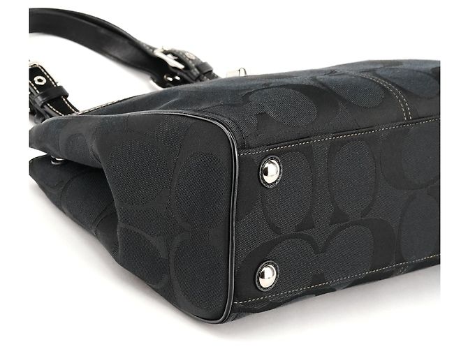 Coach Borsa Tote F14415 Black Signature Turnlock - vista 8
