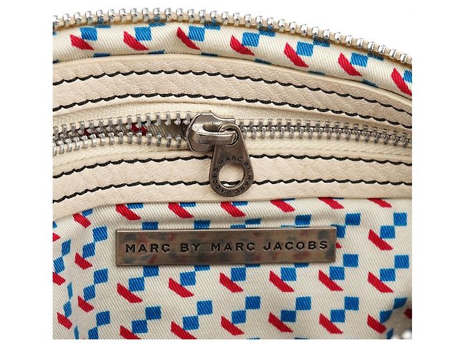 Marc by Marc Jacobs Borsa a tracolla in pelle avorio multi-tasche - vista 12