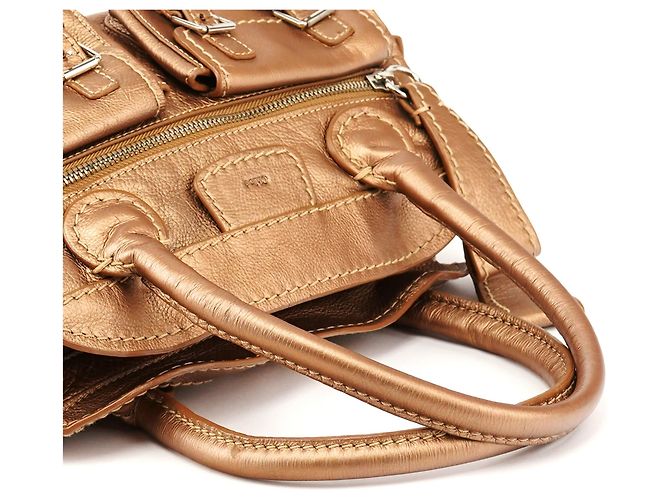 Chloé Borsa Tote Edith in pelle bronzo metallizzato - vista 10