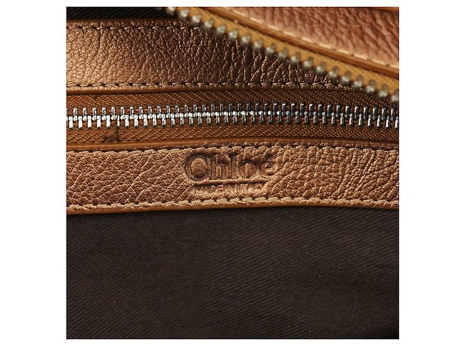 Chloé Borsa Tote Edith in pelle bronzo metallizzato - vista 11