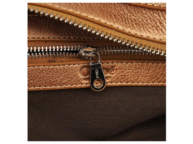 Chloé Borsa Tote Edith in pelle bronzo metallizzato - vista 12