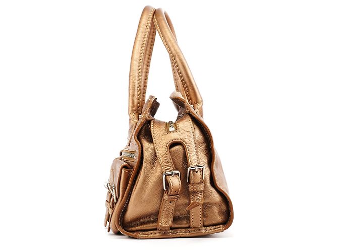 Chloé Borsa Tote Edith in pelle bronzo metallizzato - vista 2