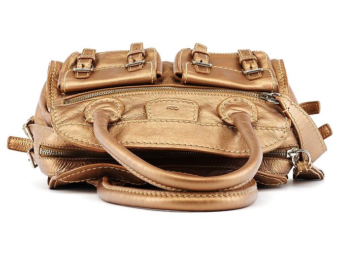 Chloé Borsa Tote Edith in pelle bronzo metallizzato - vista 4