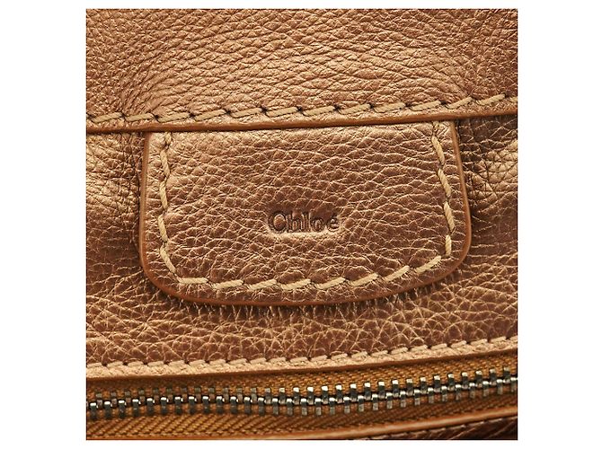 Chloé Borsa Tote Edith in pelle bronzo metallizzato - vista 6