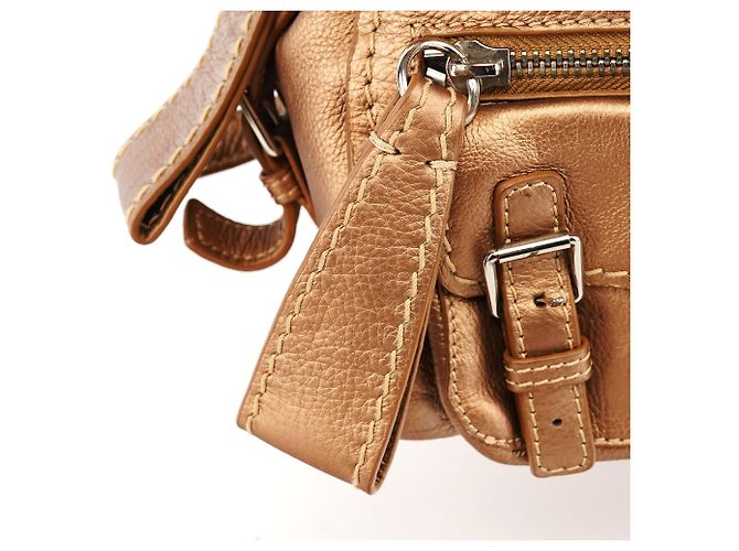 Chloé Borsa Tote Edith in pelle bronzo metallizzato - vista 7