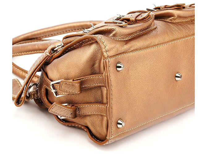 Chloé Borsa Tote Edith in pelle bronzo metallizzato - vista 8