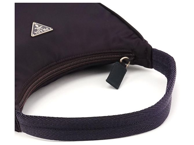 Prada Mini Borsa a Spalla Hobo in Nylon Tessuto Viola - vista 10