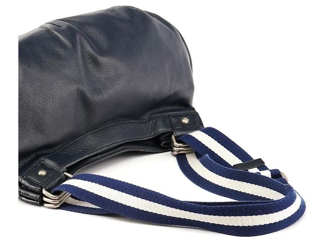 Marc Jacobs Navy Leder 2-Way Bag mit gestreiftem Griff - Ansicht 10