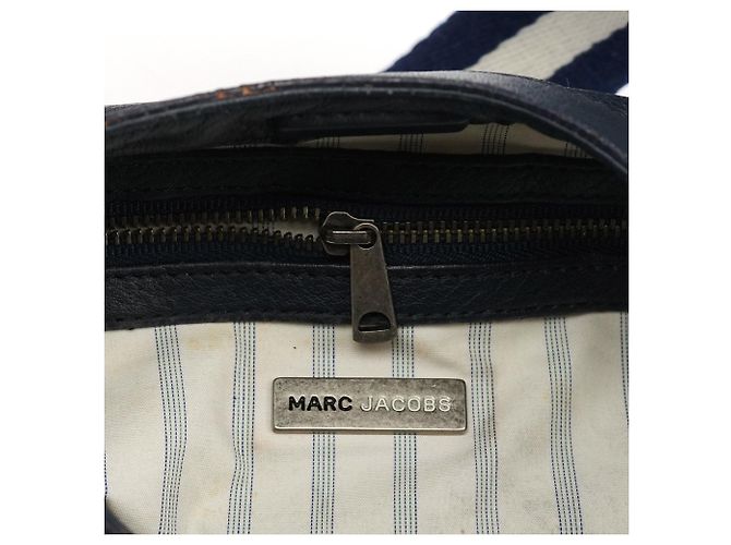 Marc Jacobs Navy Leder 2-Way Bag mit gestreiftem Griff - Ansicht 12