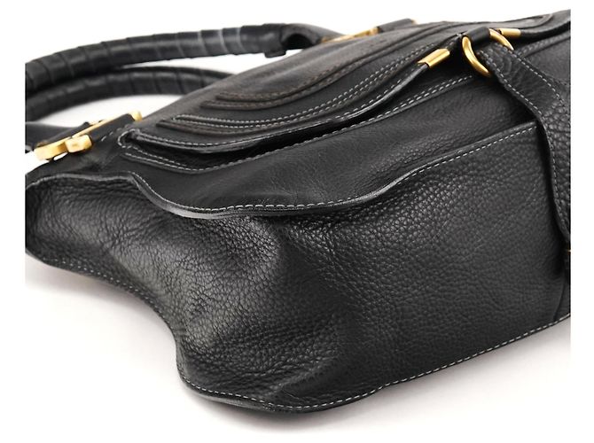Chloé Borsa Marcie 2-Way in pelle martellata nera - vista 7