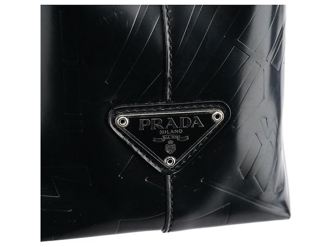 Prada Borsa Tote in pelle Spazzolato embossed nera - vista 5