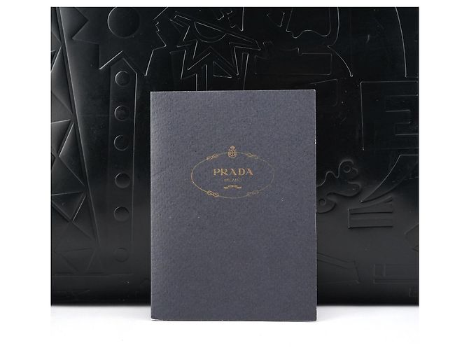 Prada Borsa Tote in pelle Spazzolato embossed nera - vista 9
