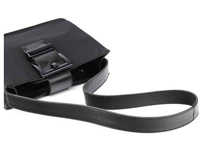 Prada Borsa a spalla con fibbia in Tessuto Nappa nero - vista 10