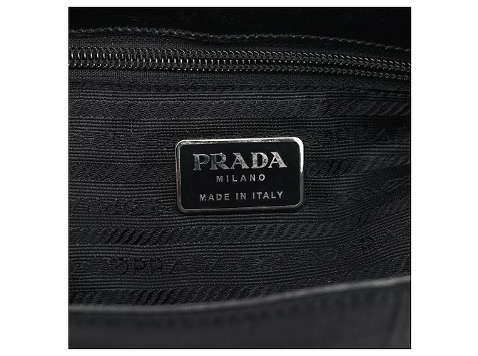 Prada Borsa a spalla con fibbia in Tessuto Nappa nero - vista 11