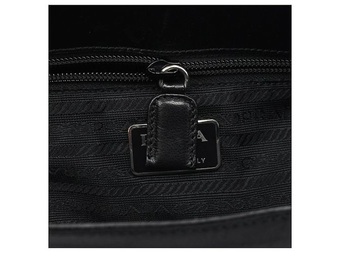 Prada Borsa a spalla con fibbia in Tessuto Nappa nero - vista 12