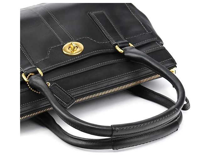 Coach Borsa Tote 11047 in pelle nera con chiusura turnlock - vista 14