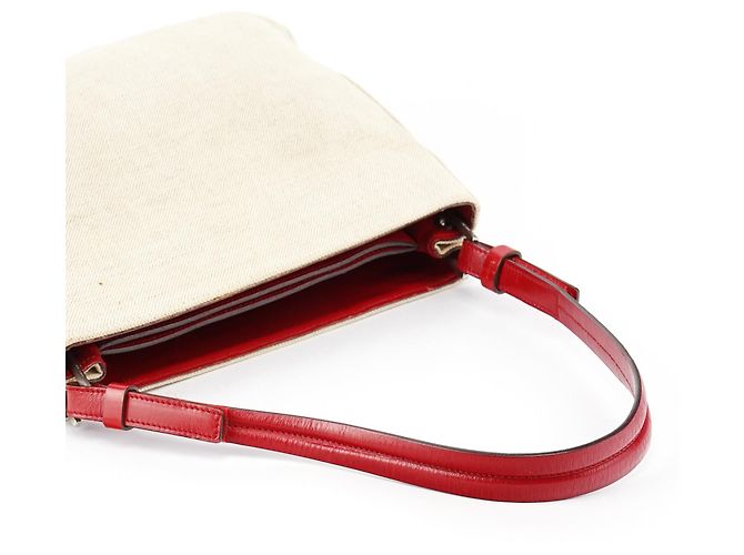 Prada Borsa a tracolla B8889 Beige Red Canapa Tea - vista 10