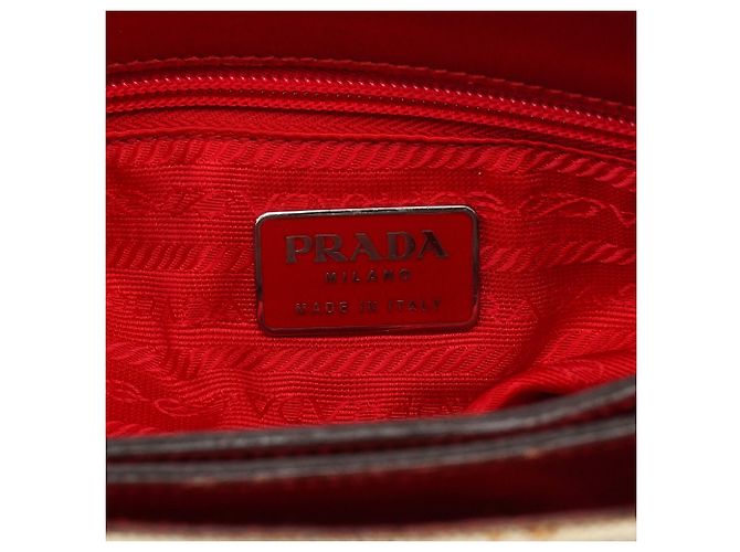 Prada Borsa a tracolla B8889 Beige Red Canapa Tea - vista 12