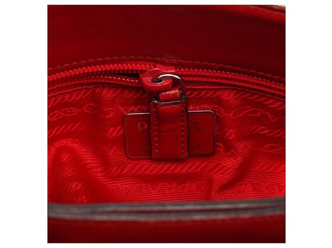Prada Borsa a tracolla B8889 Beige Red Canapa Tea - vista 13