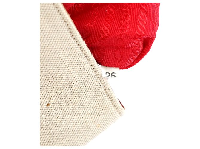 Prada Borsa a tracolla B8889 Beige Red Canapa Tea - vista 14