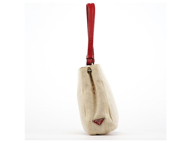 Prada Borsa a tracolla B8889 Beige Red Canapa Tea - vista 2