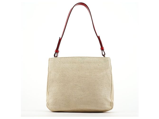 Prada Borsa a tracolla B8889 Beige Red Canapa Tea - vista 3