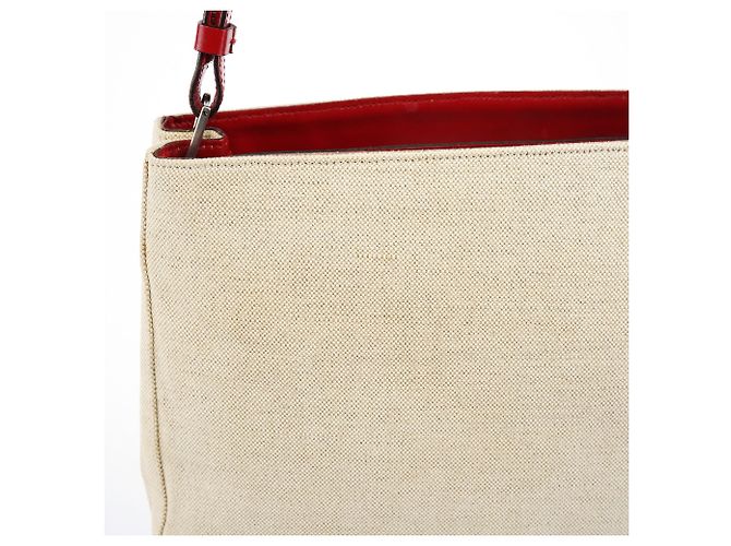 Prada Borsa a tracolla B8889 Beige Red Canapa Tea - vista 7