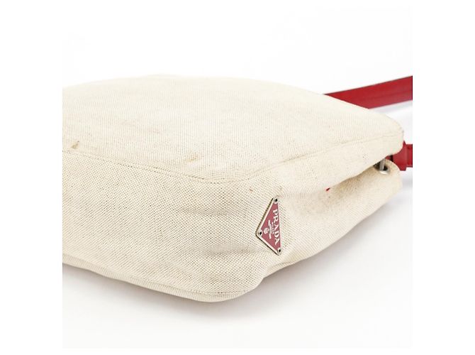 Prada Borsa a tracolla B8889 Beige Red Canapa Tea - vista 9