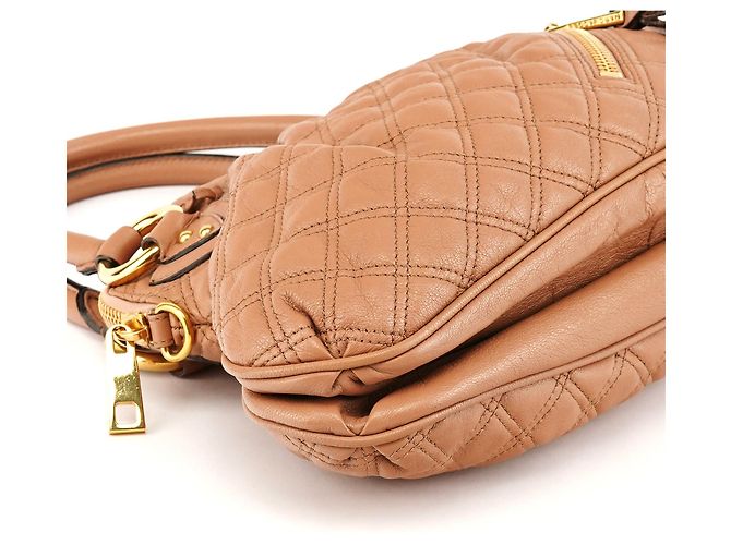 Marc Jacobs Borsa a tracolla Stam in pelle trapuntata beige - vista 7