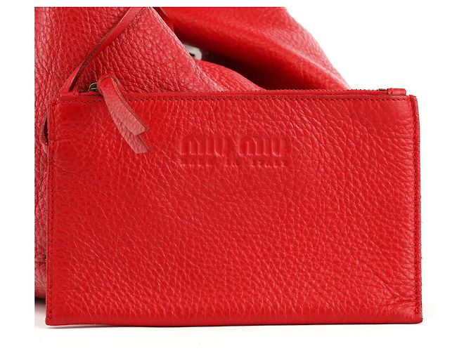 Miu Miu mala Tote em pele de vitela vermelha com fivela - vista 10