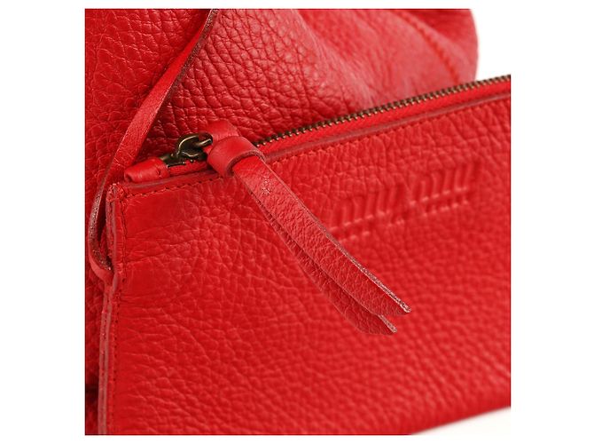 Miu Miu mala Tote em pele de vitela vermelha com fivela - vista 11