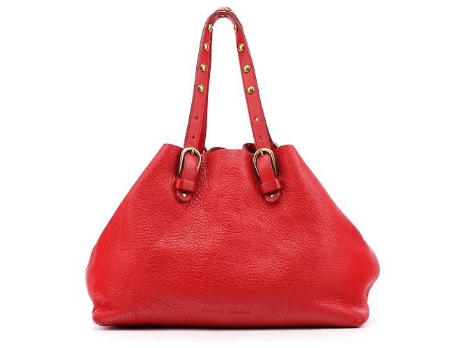 Miu Miu mala Tote em pele de vitela vermelha com fivela - vista 3