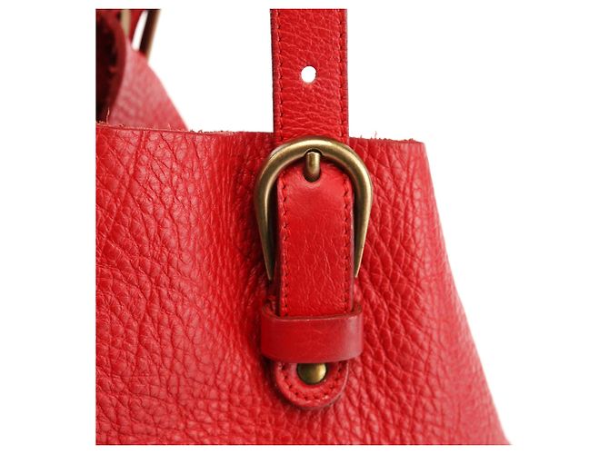 Miu Miu mala Tote em pele de vitela vermelha com fivela - vista 6