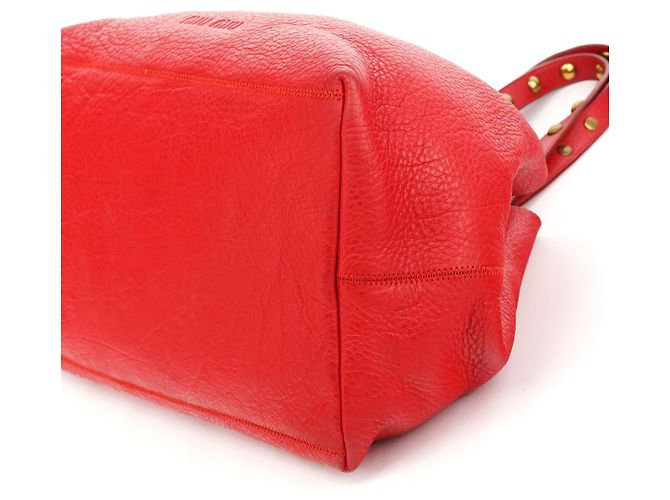 Miu Miu mala Tote em pele de vitela vermelha com fivela - vista 8