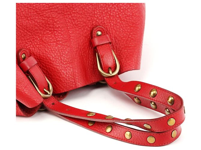 Miu Miu mala Tote em pele de vitela vermelha com fivela - vista 9