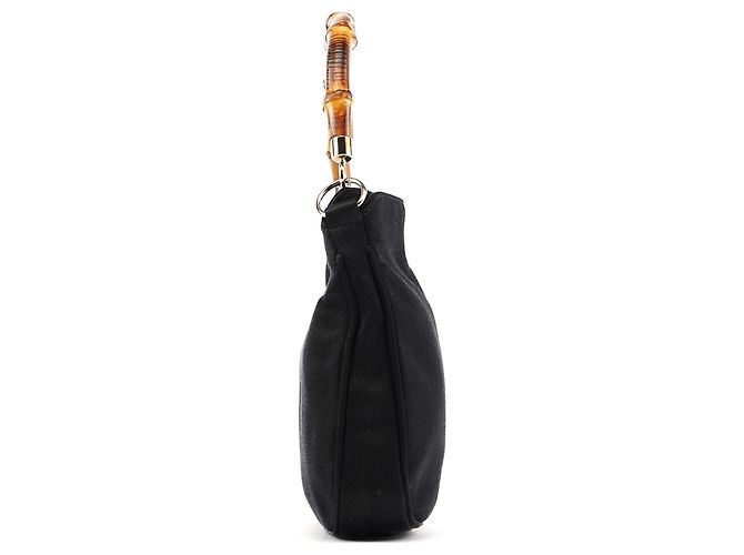 Bamboo Gucci Mini Borsa 2-Way in Raso Nero e Bambù - vista 2