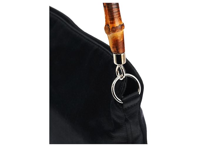 Bamboo Gucci Mini Borsa 2-Way in Raso Nero e Bambù - vista 6