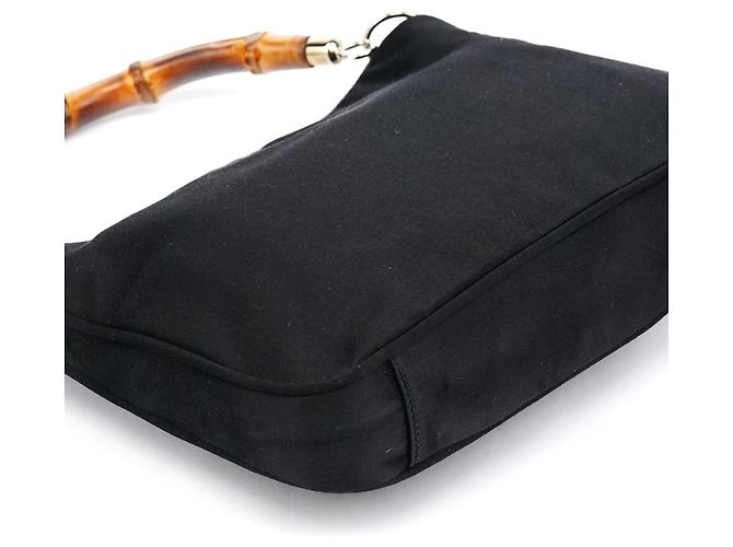 Bamboo Gucci Mini Borsa 2-Way in Raso Nero e Bambù - vista 7