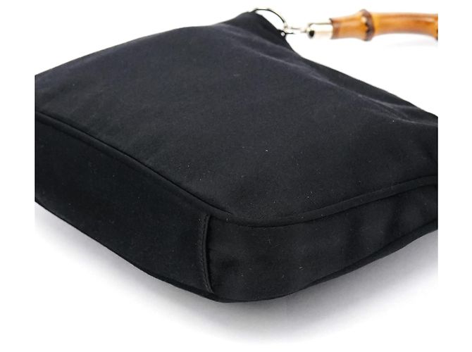 Bamboo Gucci Mini Borsa 2-Way in Raso Nero e Bambù - vista 8