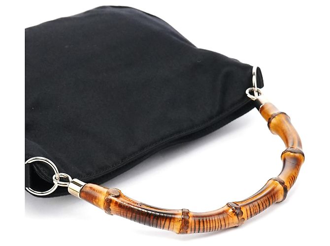 Bamboo Gucci Mini Borsa 2-Way in Raso Nero e Bambù - vista 9