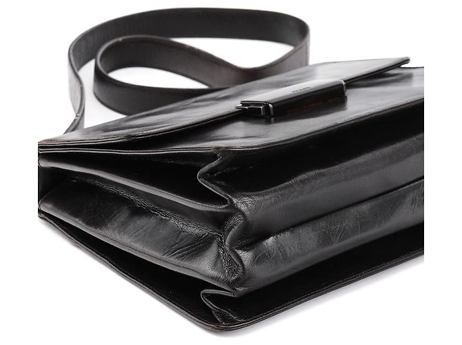 Prada Bolsa de ombro em couro Vitello castanho com fivela - vista 10